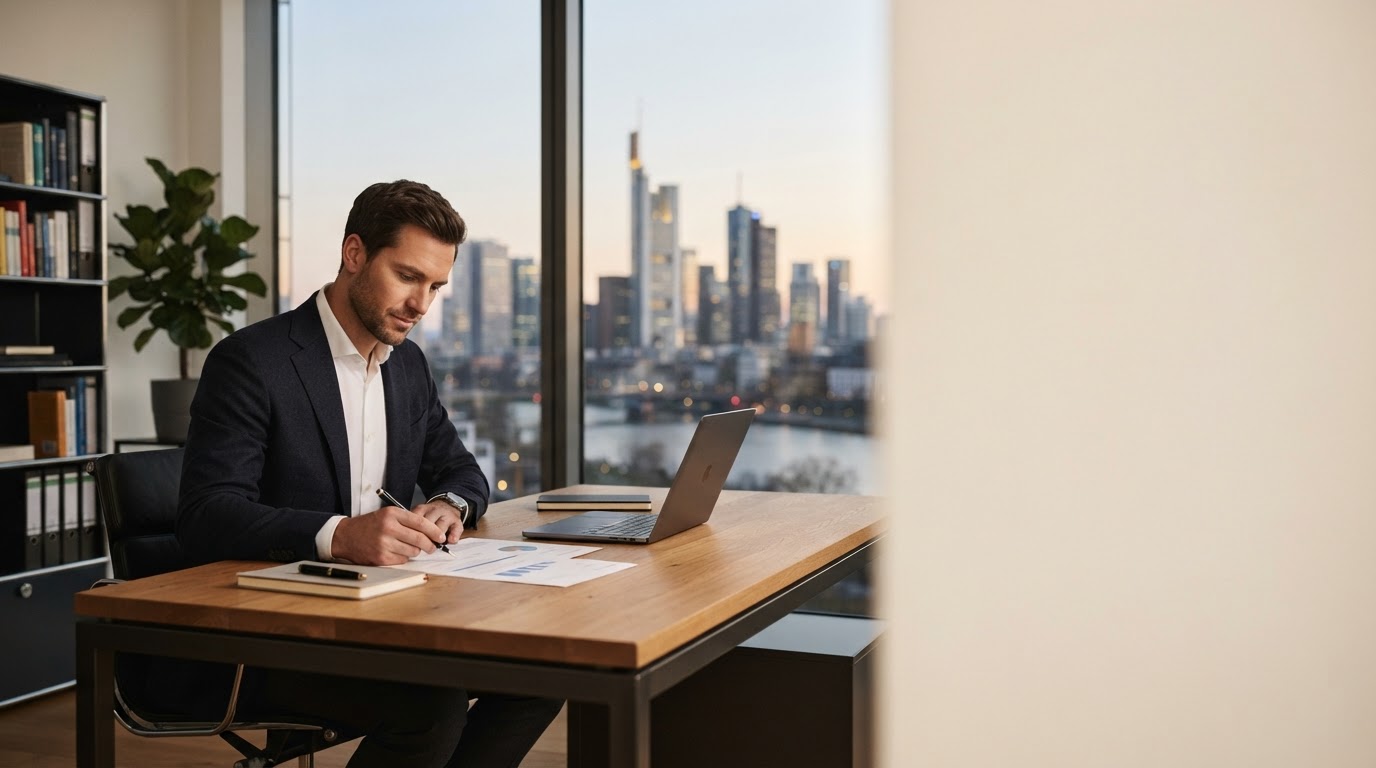 Fiscalmere digital nomad reviewing predictive analytics on a laptop while working remotely